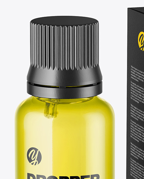 Glass Dropper Oil Bottle with Paper Box Mockup PSD #6