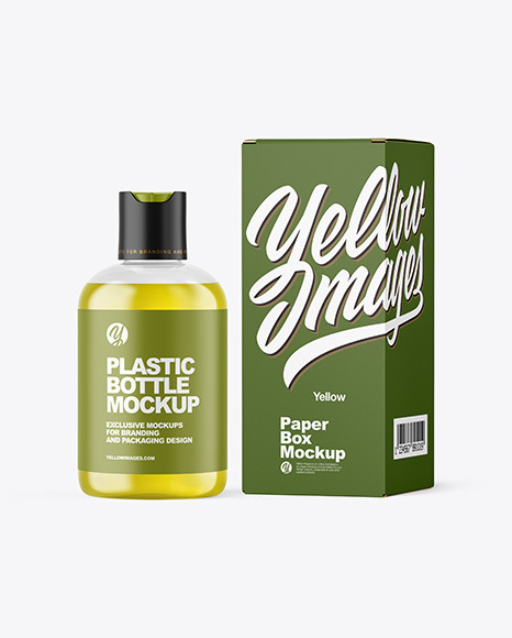 Color Liquid Cosmetic Bottle with Box Mockup
