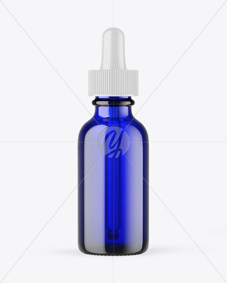 Blue Glass Dropper Bottle Mockup PSD #1