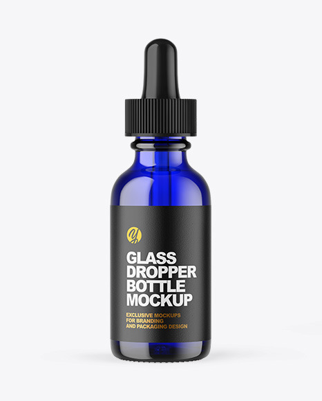 Blue Glass Dropper Bottle Mockup PSD #2