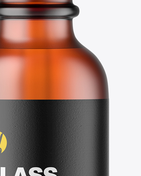 Frosted Amber Glass Dropper Bottle Mockup PSD #1