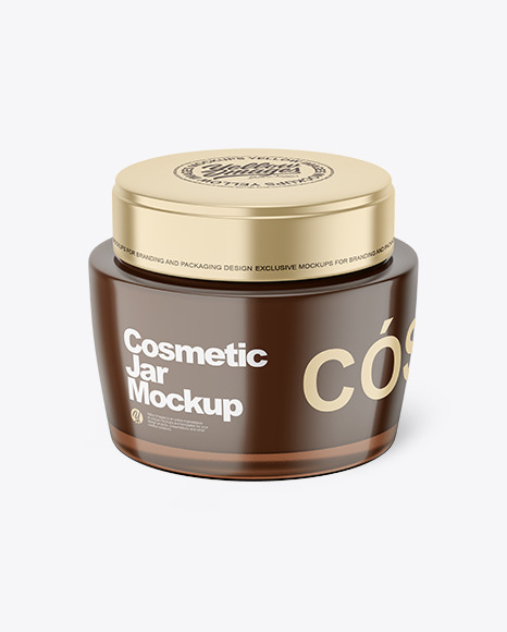 Dark Glass Cosmetic Jar Mockup