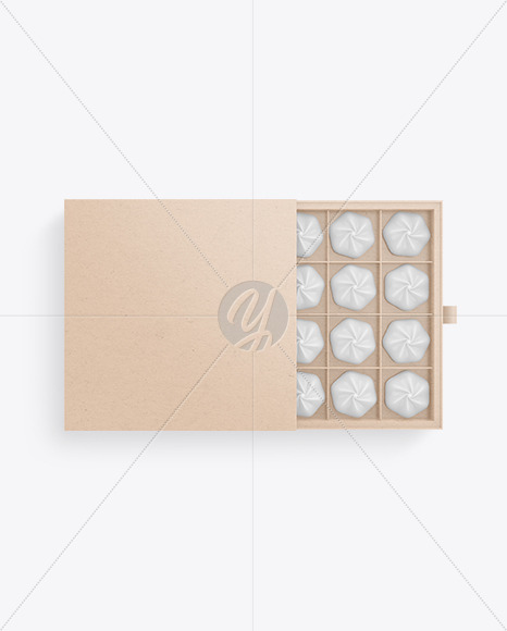 Download Kraft Paper Box Of Chocolate Sweets Mockup In Box Mockups On Yellow Images Object Mockups