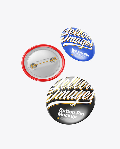 Three Glossy Button Pins Mockup PSD #4