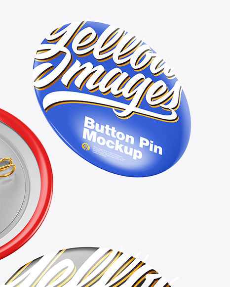 Three Glossy Button Pins Mockup PSD #1