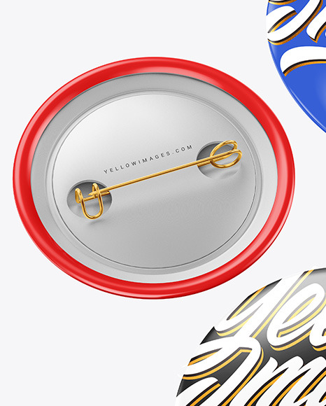 Three Glossy Button Pins Mockup PSD #6