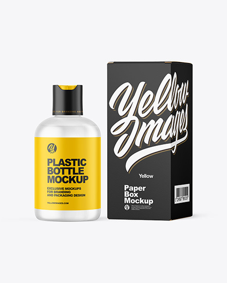 Frosted Cosmetic Bottle with Box Mockup