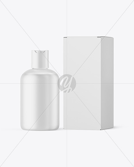 Download Frosted Cosmetic Bottle With Box Mockup In Bottle Mockups On Yellow Images Object Mockups