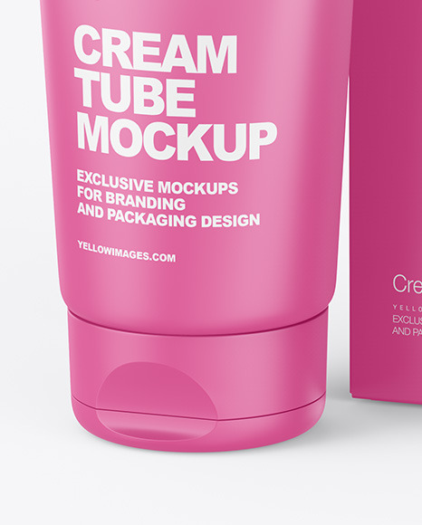 Cosmetic Tube with Box Mockup PSD #1