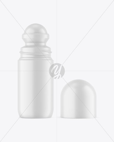 Matte Roll On Deodorant Open Cap Mockup Front View In Bottle Mockups On Yellow Images Object Mockups