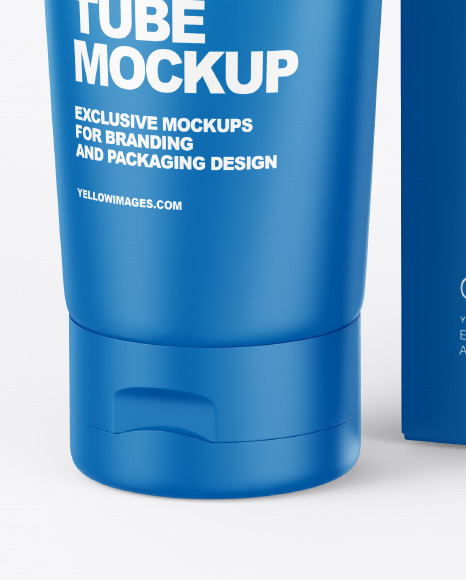 Download Cosmetic Tube With Box Mockup In Tube Mockups On Yellow Images Object Mockups