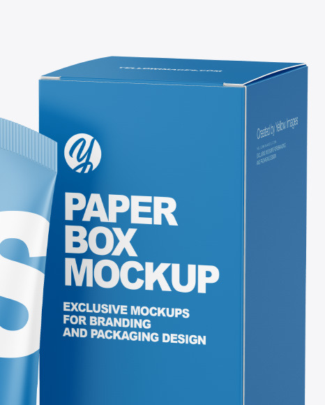 Download Cosmetic Tube With Box Mockup In Tube Mockups On Yellow Images Object Mockups