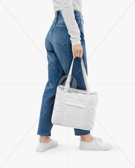 Download Girl W Cotton Bag Mockup In Apparel Mockups On Yellow Images Object Mockups