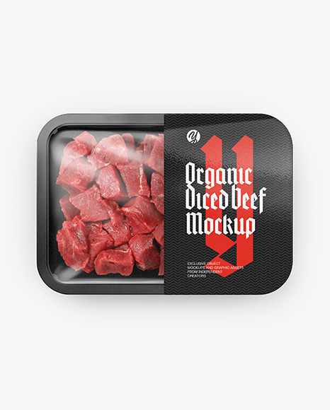 Plastic Tray With Diced Beef Mockup