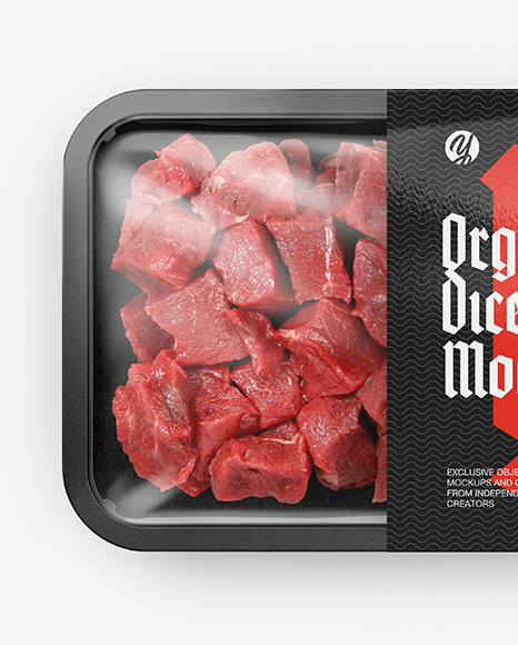 Plastic Tray With Diced Beef Mockup PSD #6