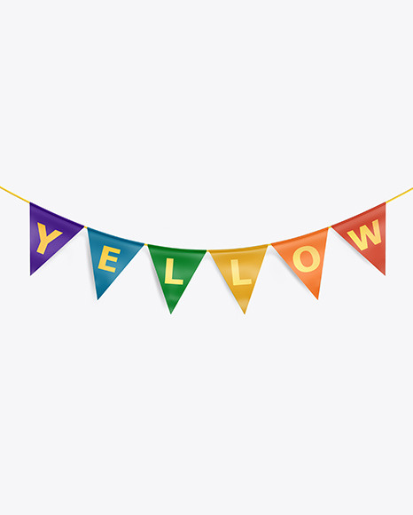 Glossy Festive Flags Garland Mockup