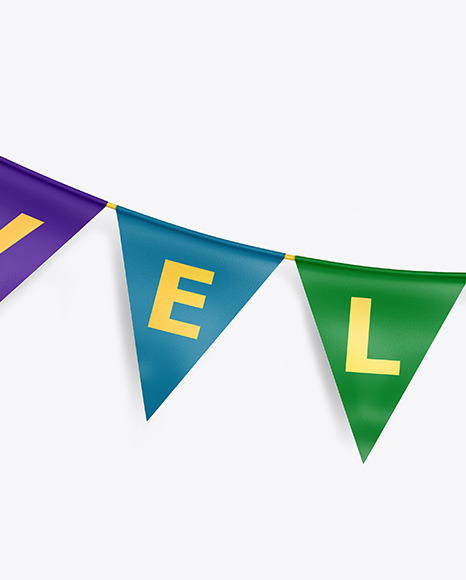 Glossy Festive Flags Garland Mockup PSD #2