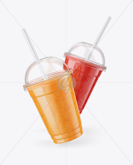 Orange and Watermelon Smoothie Cups Mockup