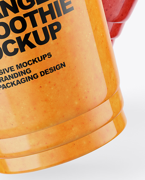Orange and Watermelon Smoothie Cups Mockup PSD #1