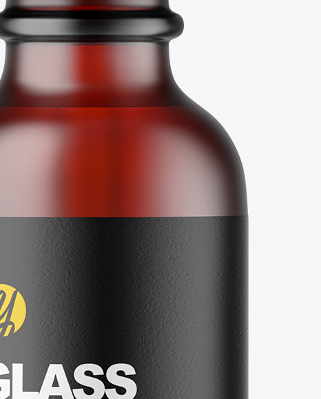 Frosted Dark Amber Glass Dropper Bottle Mockup PSD #1