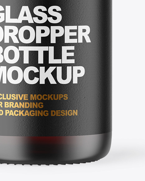Frosted Dark Amber Glass Dropper Bottle Mockup PSD #6