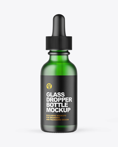 Frosted Green Glass Dropper Bottle Mockup