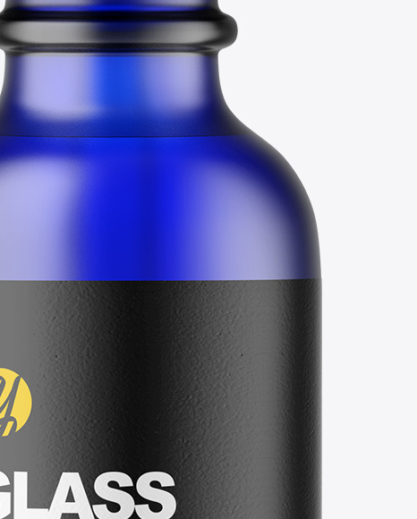Frosted Blue Glass Dropper Bottle Mockup PSD #1