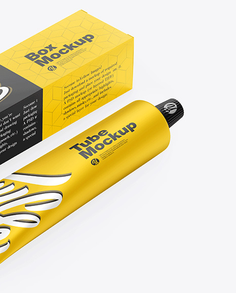 Download Matte Box W Matte Metallic Cosmetic Tube Mockup In Tube Mockups On Yellow Images Object Mockups