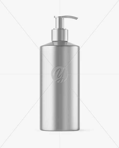 Metallized Plastic Bottle with Pump Mockup Metallized Plastic Bottle with Pump Mockup