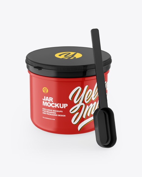 Glossy Jar w  Spoon Mockup PSD #2