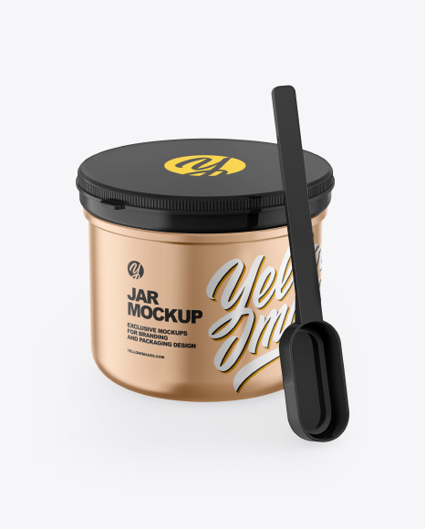 Metallic Jar w  Spoon Mockup PSD #2