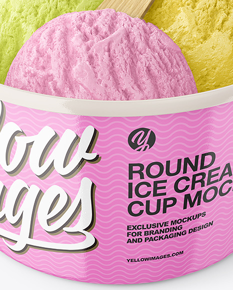 Glossy Ice Cream Cup w  Wooden Stick Mockup PSD #6