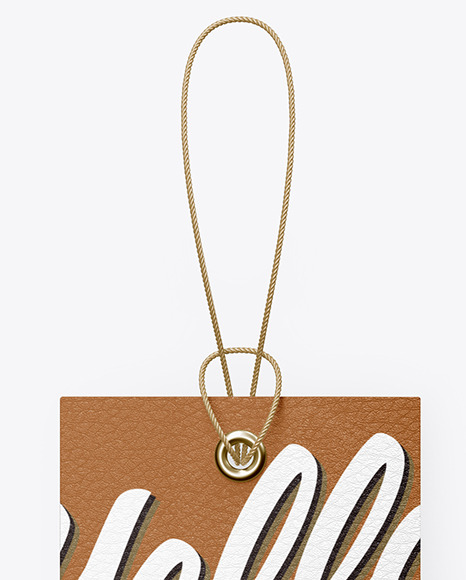 Leather Hang Tag Label Mockup PSD #2