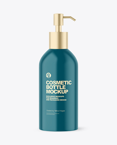 Download Cosmetic Bottle With Pump Mockup In Bottle Mockups On Yellow Images Object Mockups