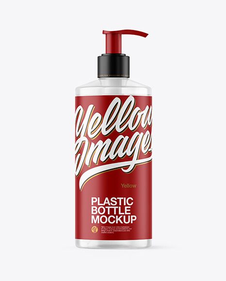 Clear Plastic Bottle with Pump Mockup