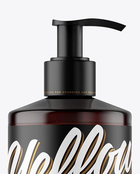 Amber Bottle with Pump Mockup PSD #2