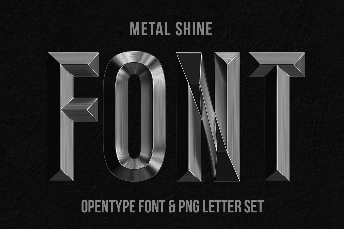 Metal Shine Font on Yellow Images Creative Store