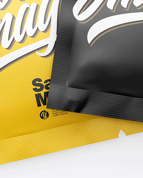 Two Matte Square Sachets Mockup PSD #6