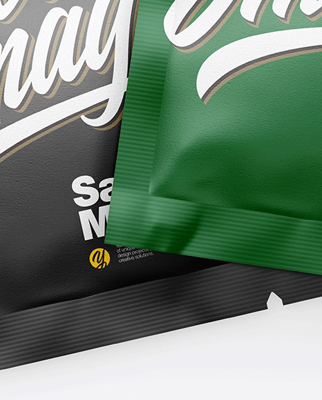 Two Textured Square Sachets Mockup PSD #6