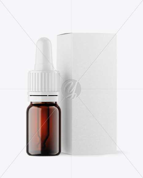 Dark Amber Glass Dropper Bottle w  Kraft Box Mockup PSD #3