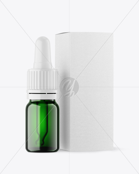 Green Glass Dropper Bottle w  Kraft Box Mockup PSD #3