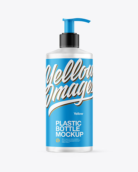 Frosted Plastic Bottle with Pump Mockup