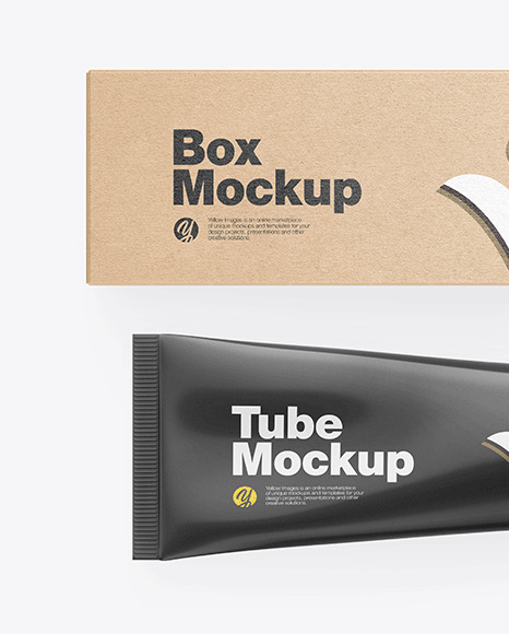 Kraft Box w  Glossy Cosmetic Tube Mockup PSD #6