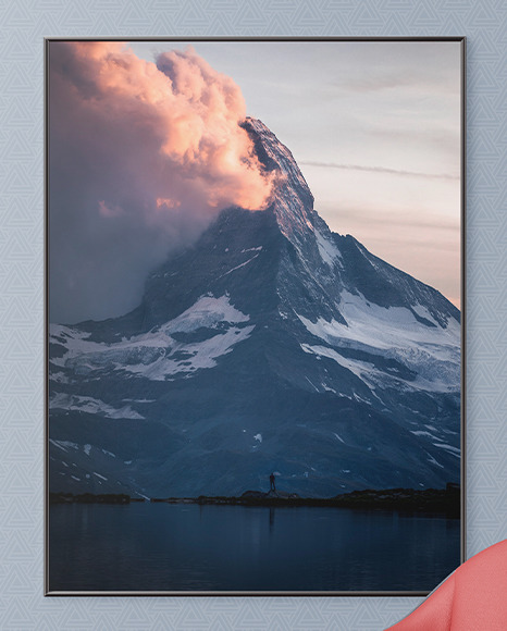 Photo Frame on the Wall Mockup PSD #1