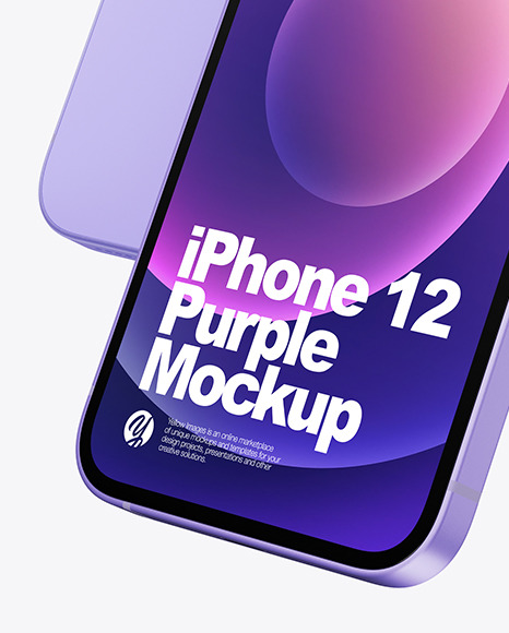 iPhone 12 Purple Mockup PSD #4