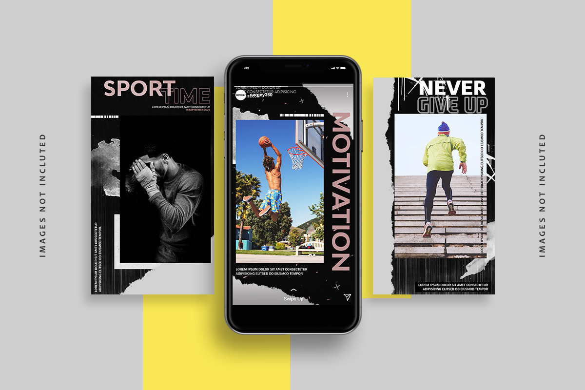 7 sports instagram stories template on Yellow Images Creative Store