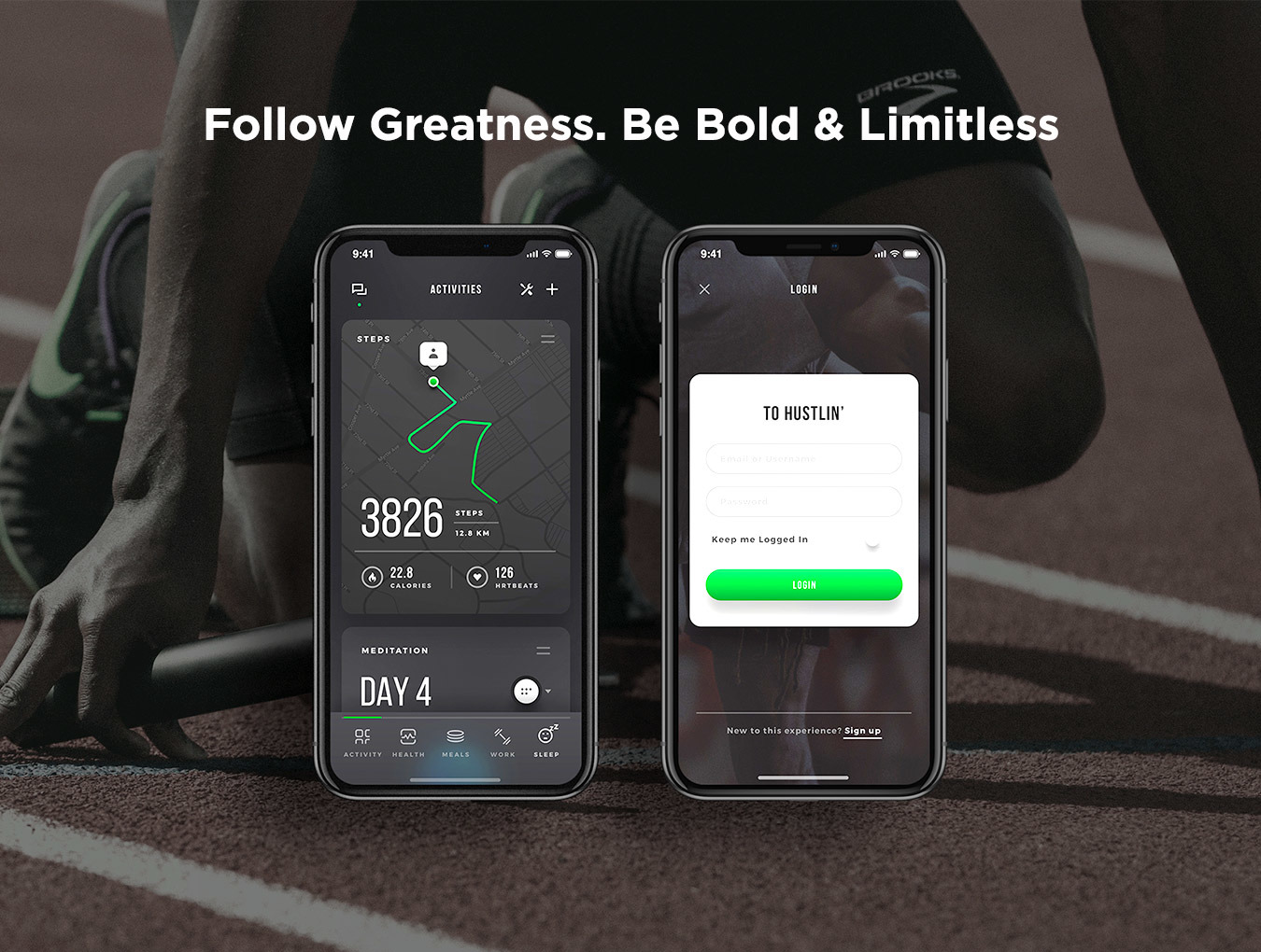 Keira Fitness & Health App UI Kit on Yellow Images Creative Store