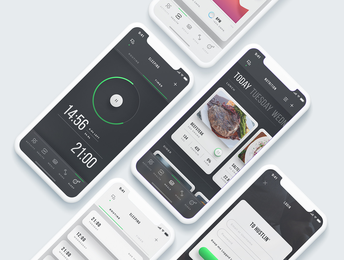 Keira Fitness & Health App UI Kit on Yellow Images Creative Store