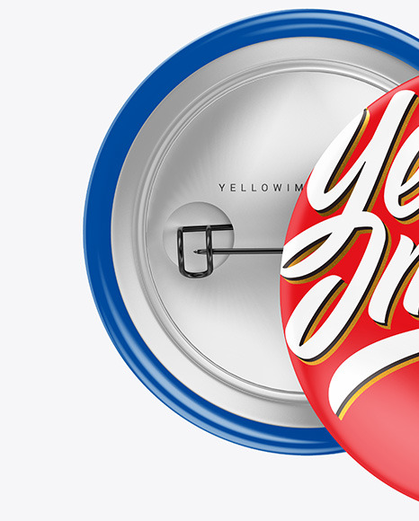 Two Glossy Button Pins Mockup PSD #1