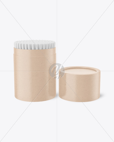 Kraft Paper Tube With Cotton Buds Mockup PSD #3